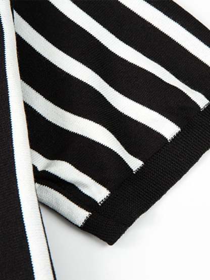 Striped Short Sleeve Sweater Polo-Mitchell Shoes
