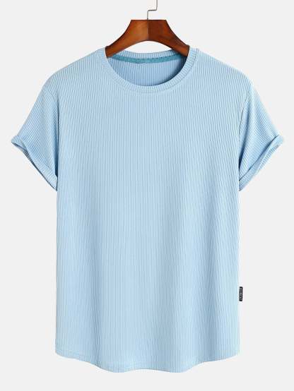 Muscle Fit Arc Hem Textured T-Shirt-Mitchell Shoes