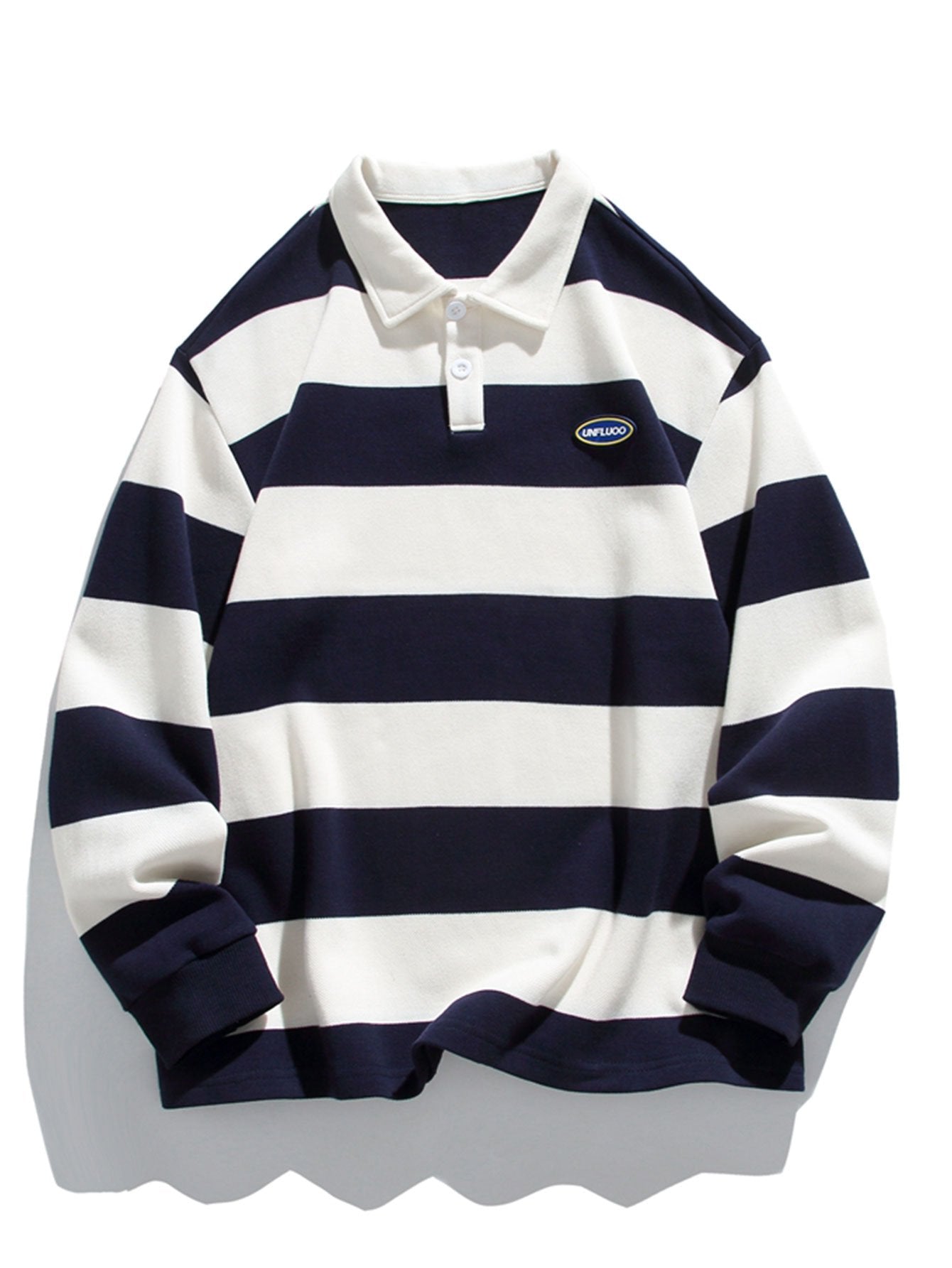 Relax Fit Waffle Wide Striped Polo Sweatshirt-Mitchell Shoes