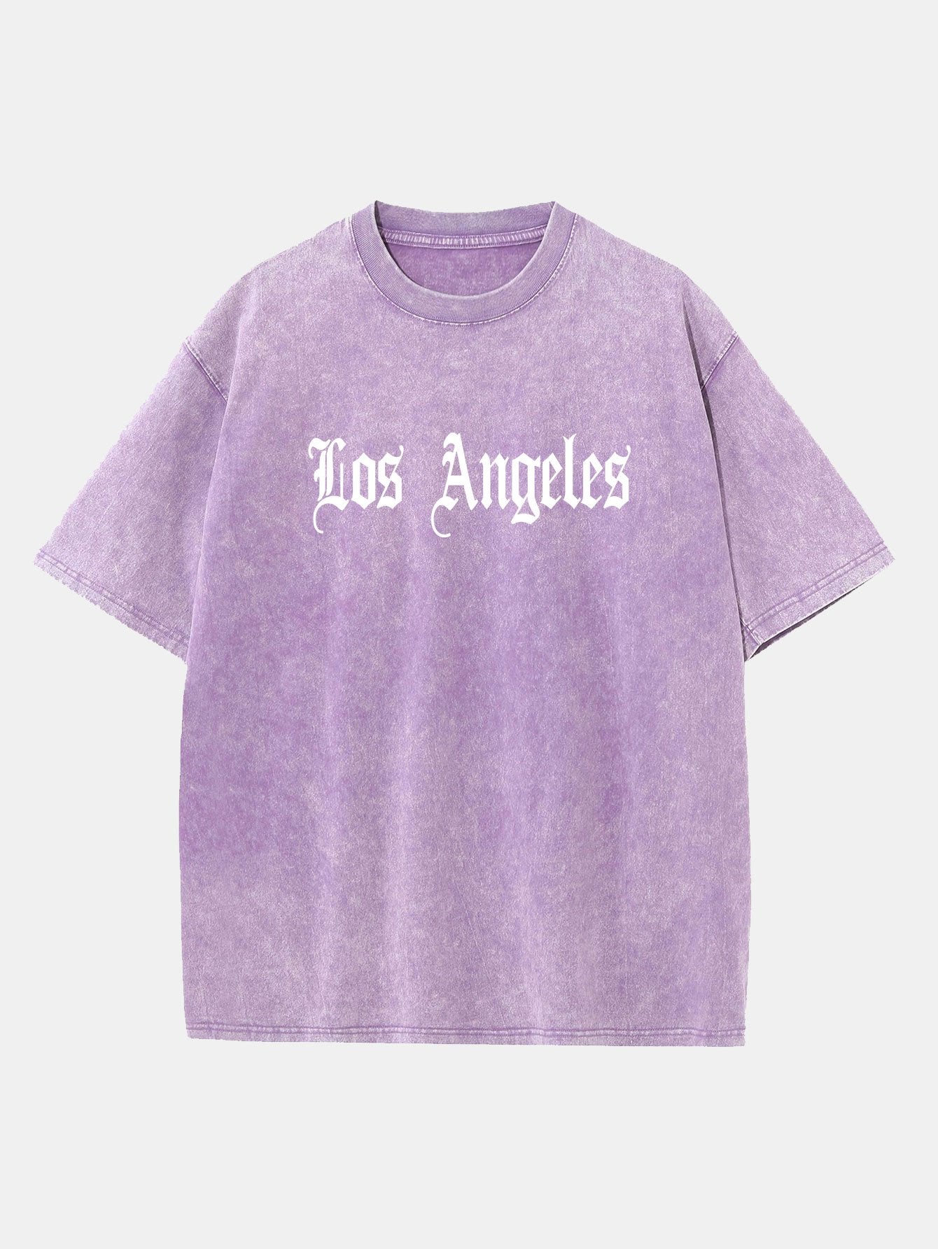 Los Angeles Gothic Print Washed Distressed Drop Shoulder T-Shirt-Mitchell Shoes