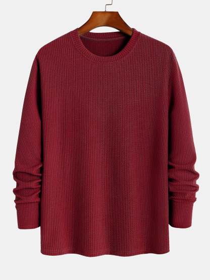 Long Sleeved Muscle Fit Ribbed T-Shirt-Mitchell Shoes