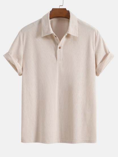 Short Sleeve Corduroy Polo Shirt-Mitchell Shoes