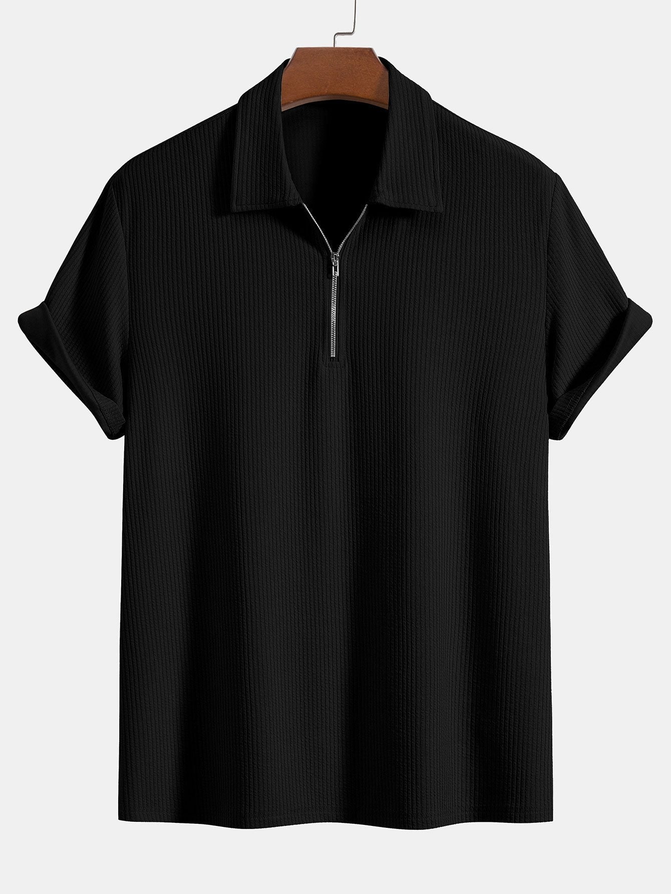Knitted Ribbed Zip Polo & Shorts-Mitchell Shoes