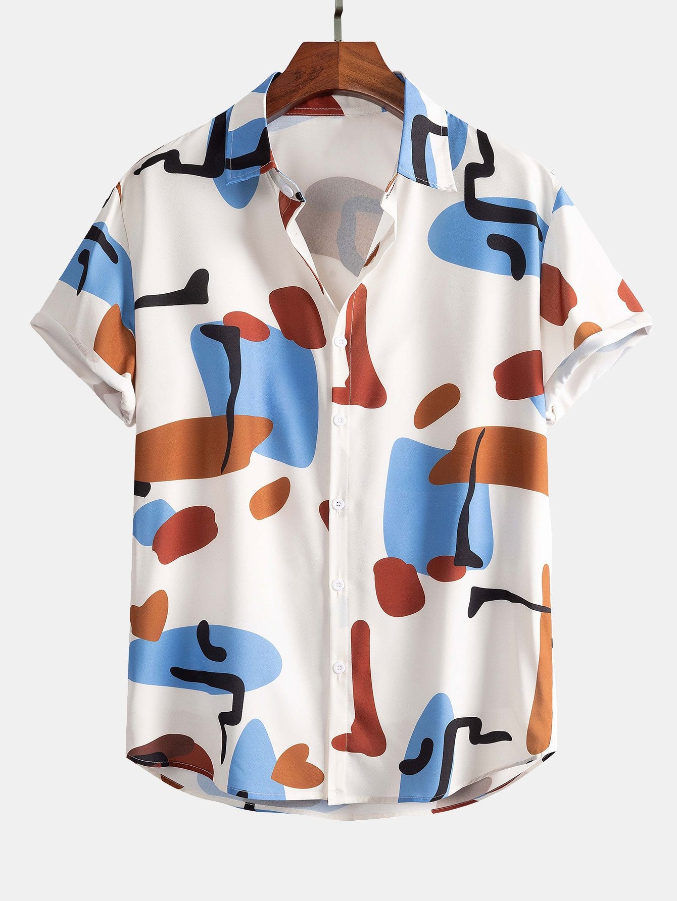 Color Block Print Button Up Shirt-Mitchell Shoes