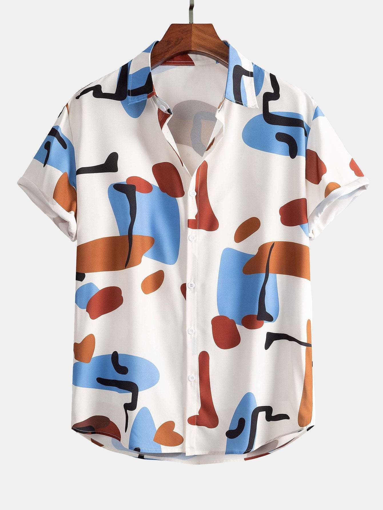 Color Block Print Button Up Shirt-Mitchell Shoes
