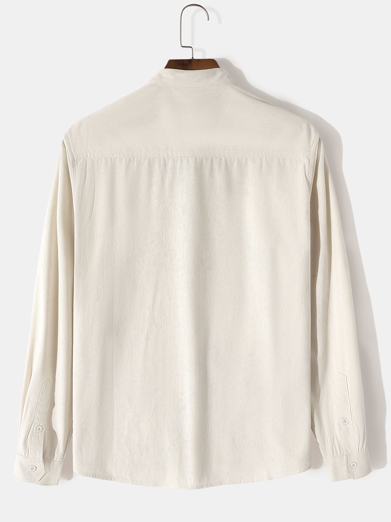 Long Sleeve Stand Collar Corduroy Shirt-Mitchell Shoes