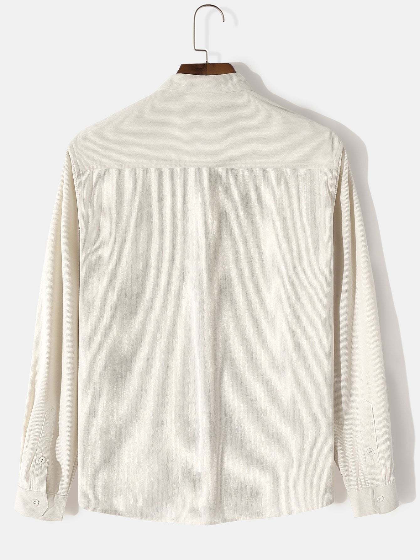 Long Sleeve Stand Collar Corduroy Shirt-Mitchell Shoes