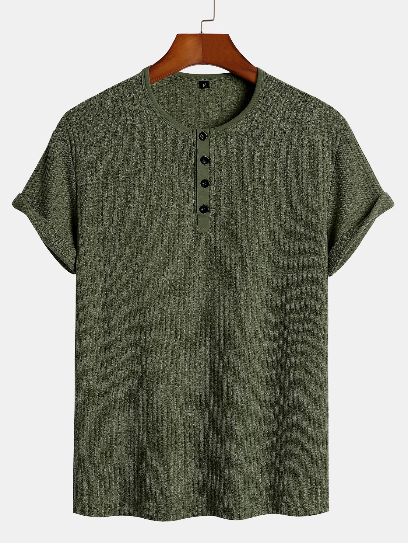 Muscle Fit Ribbed Henley Shirt-Mitchell Shoes