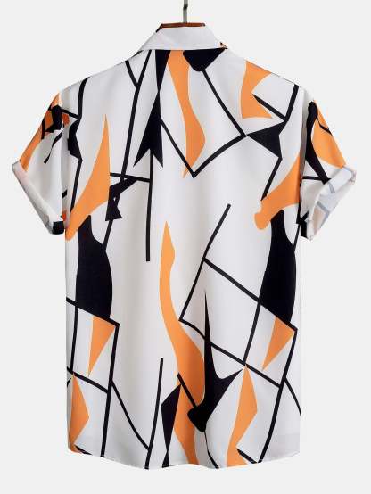 Color Block Abstract Print Button Up Shirt & Swim Shorts-Mitchell Shoes