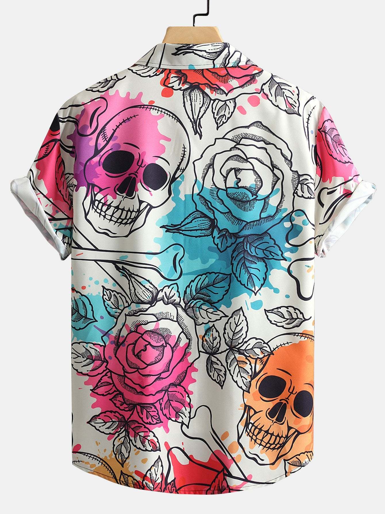 Skull Floral Print Button Up Shirt-Mitchell Shoes