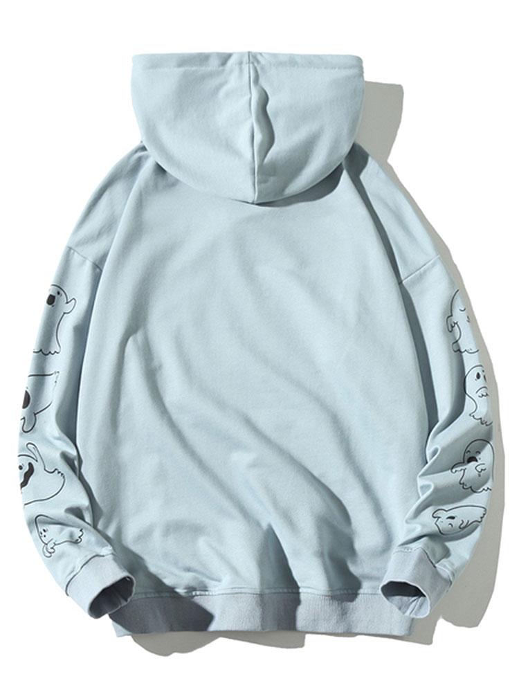 Relax Fit Ghost Print Hoodie-Mitchell Shoes