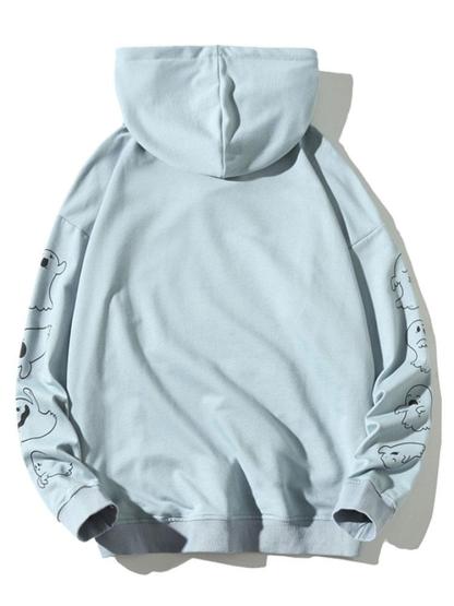 Relax Fit Ghost Print Hoodie-Mitchell Shoes