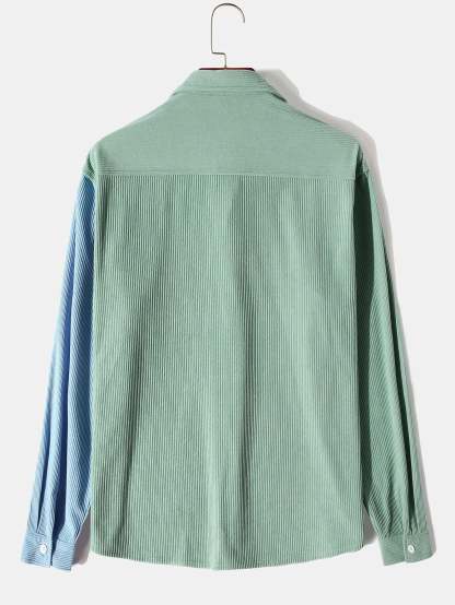 Long Sleeve Two Tone Corduroy Overshirt-Mitchell Shoes