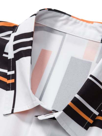 Geometric Print Button Up Shirt-Mitchell Shoes