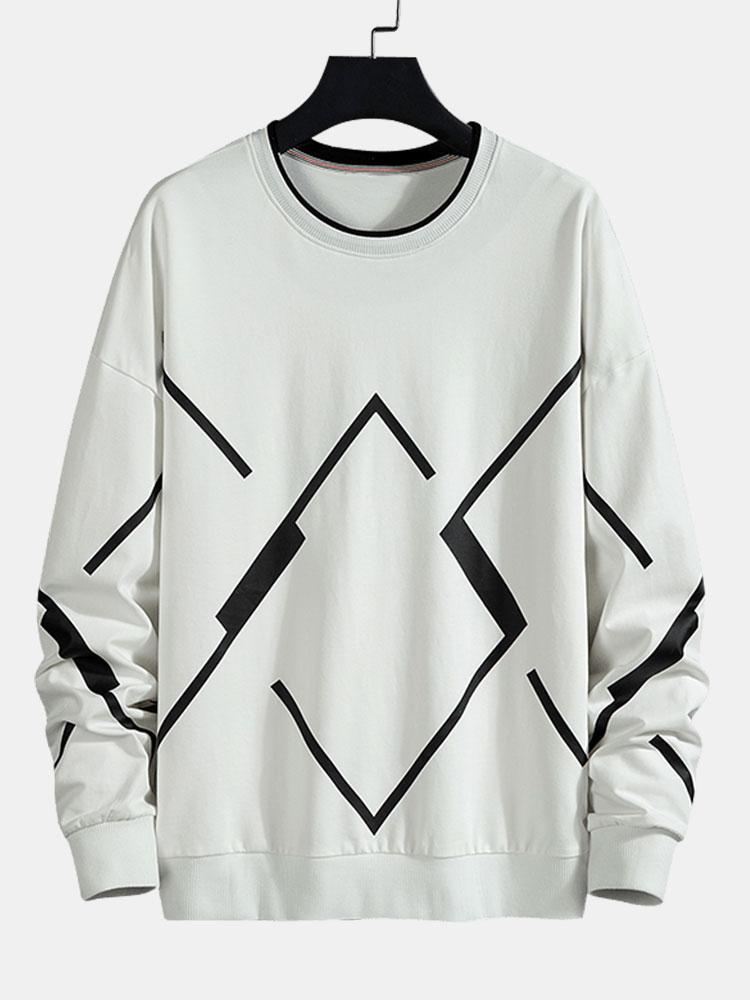 Geometric Print Crew Neck Sweatshirt-Mitchell Shoes