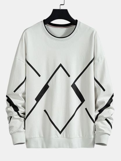 Geometric Print Crew Neck Sweatshirt-Mitchell Shoes