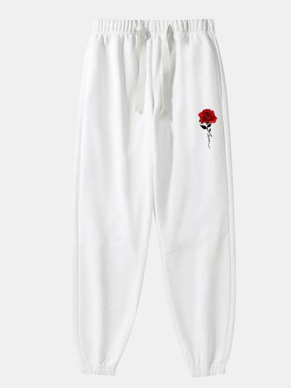 Rose Print Cotton Blend Jogger Pants-Mitchell Shoes