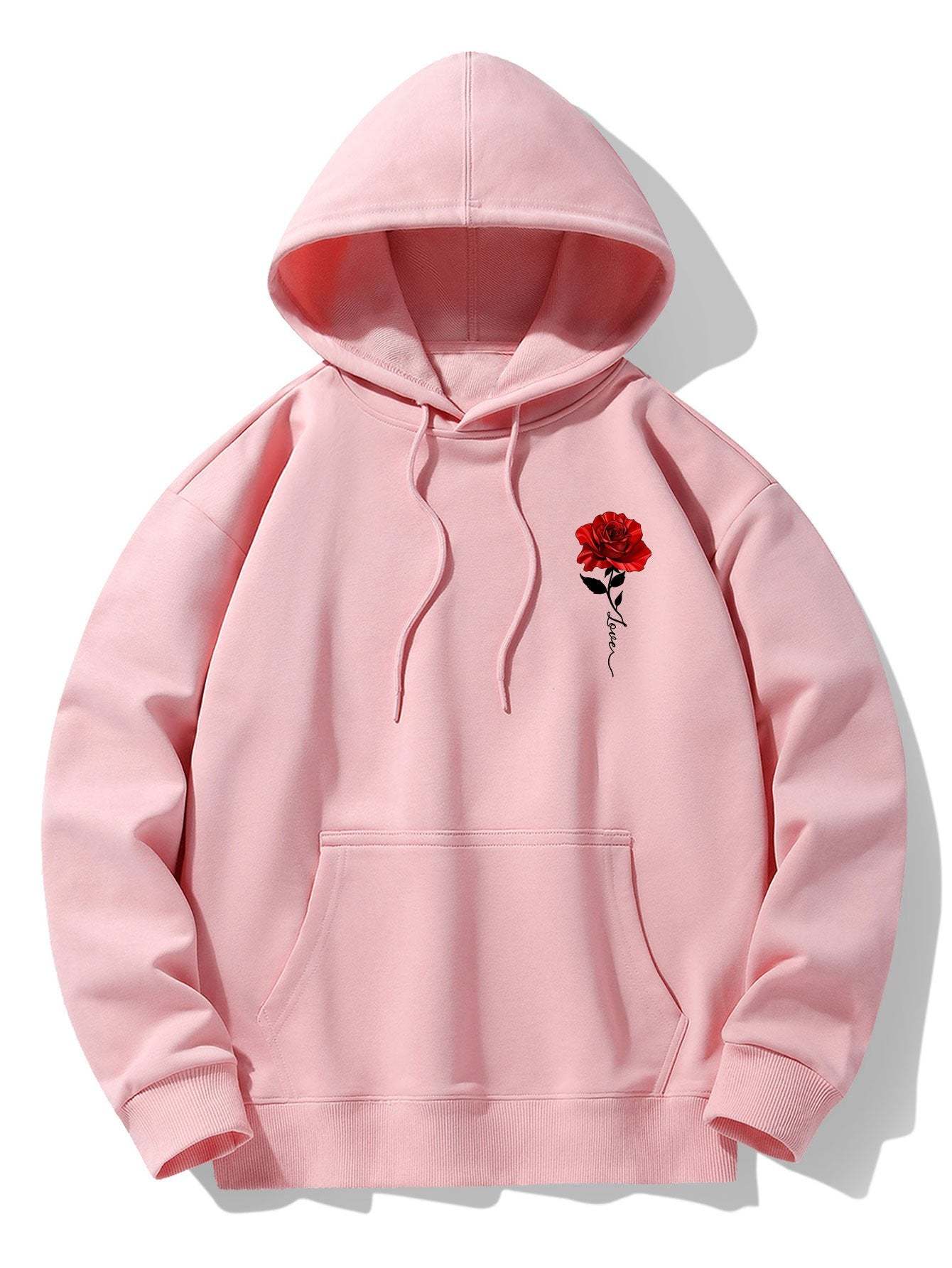 Rose Print Cotton Blend Hoodie-Mitchell Shoes