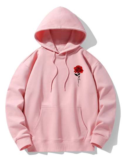 Rose Print Cotton Blend Hoodie-Mitchell Shoes