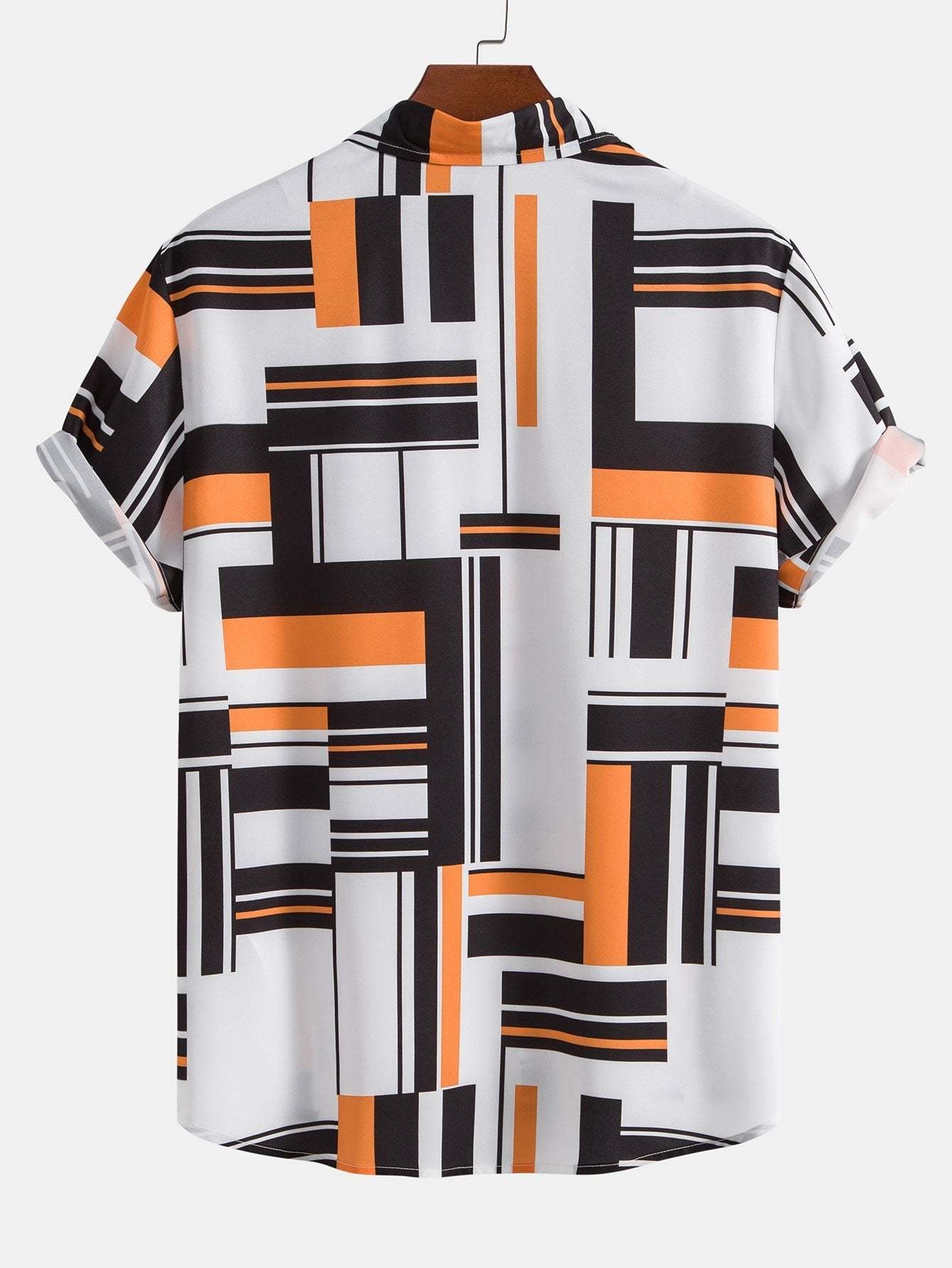 Geometric Print Button Up Shirt & Swim Shorts-Mitchell Shoes