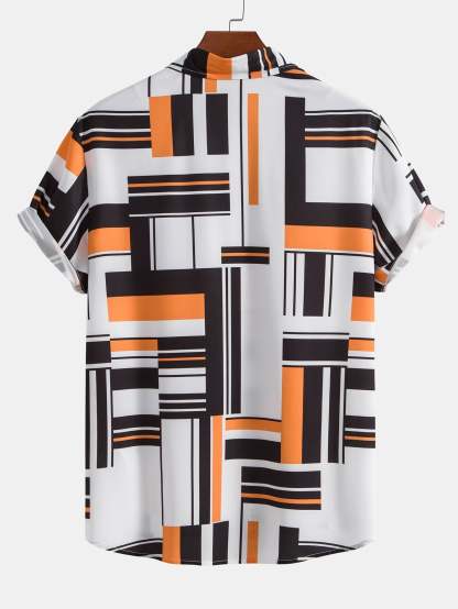Geometric Print Button Up Shirt & Swim Shorts-Mitchell Shoes