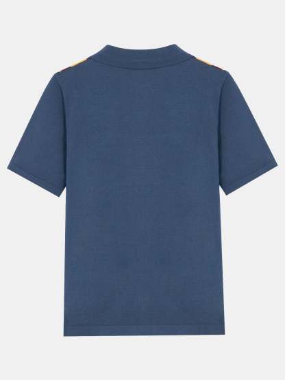 Short Sleeve Multi Stripe Button Up Sweater Polo-Mitchell Shoes