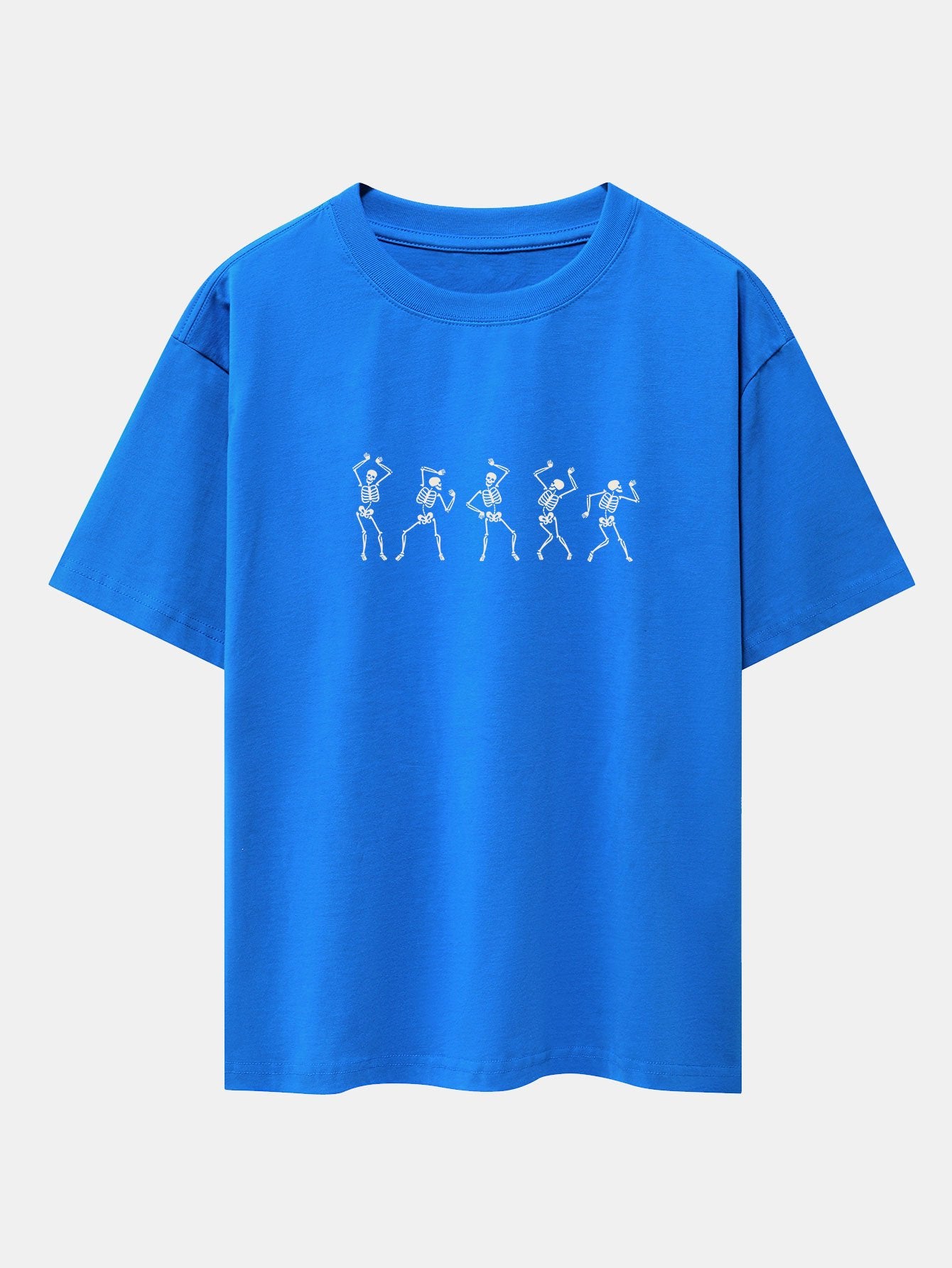 Dancing Skeleton Print Heavy Weight Drop Shoulder Oversize T-Shirt-Mitchell Shoes