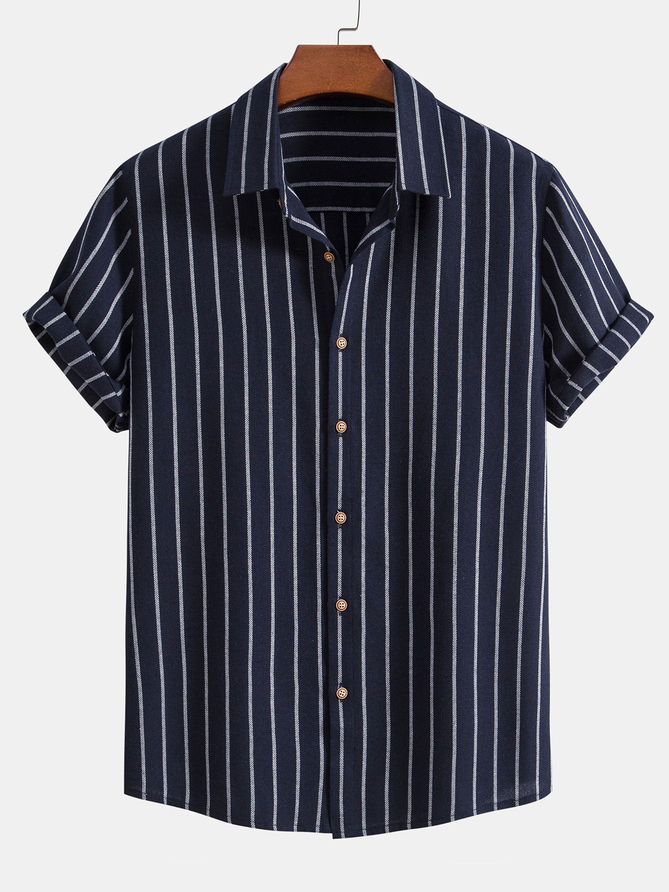 Cotton Blend Striped Button Up Shirt-Mitchell Shoes
