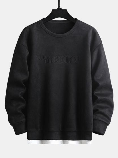2 In 1 Faux Suede Crew Neck Sweatshirt-Mitchell Shoes