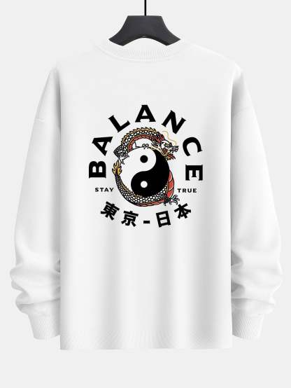 Dragon Slogan Back Print Relax Fit Sweatshirt-Mitchell Shoes