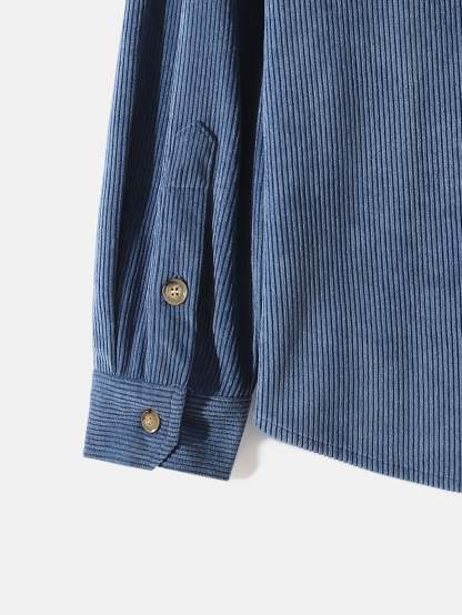 Long Sleeve Hooded Corduroy Overshirt-Mitchell Shoes