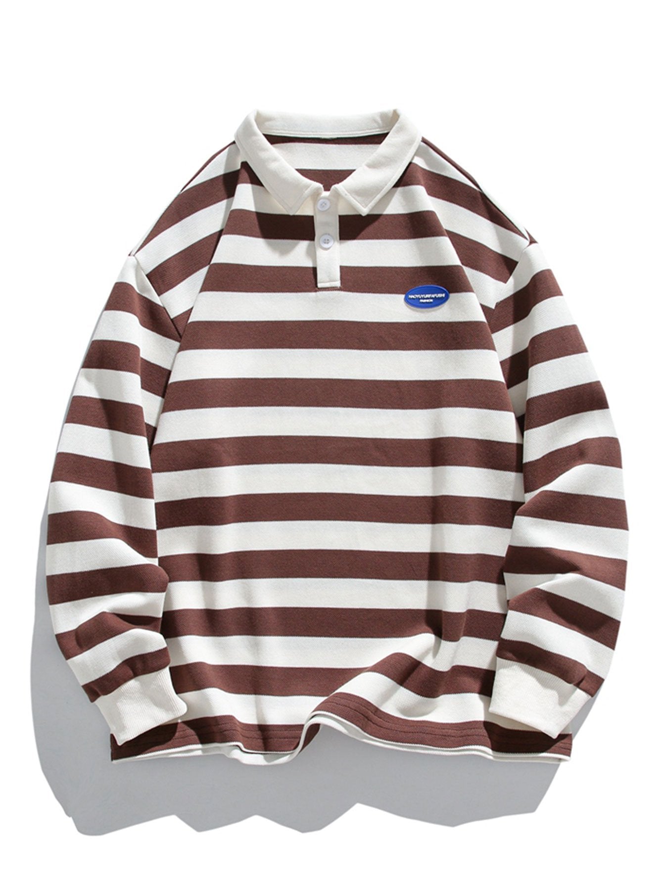 Relax Fit Waffle Striped Polo Sweatshirt-Mitchell Shoes