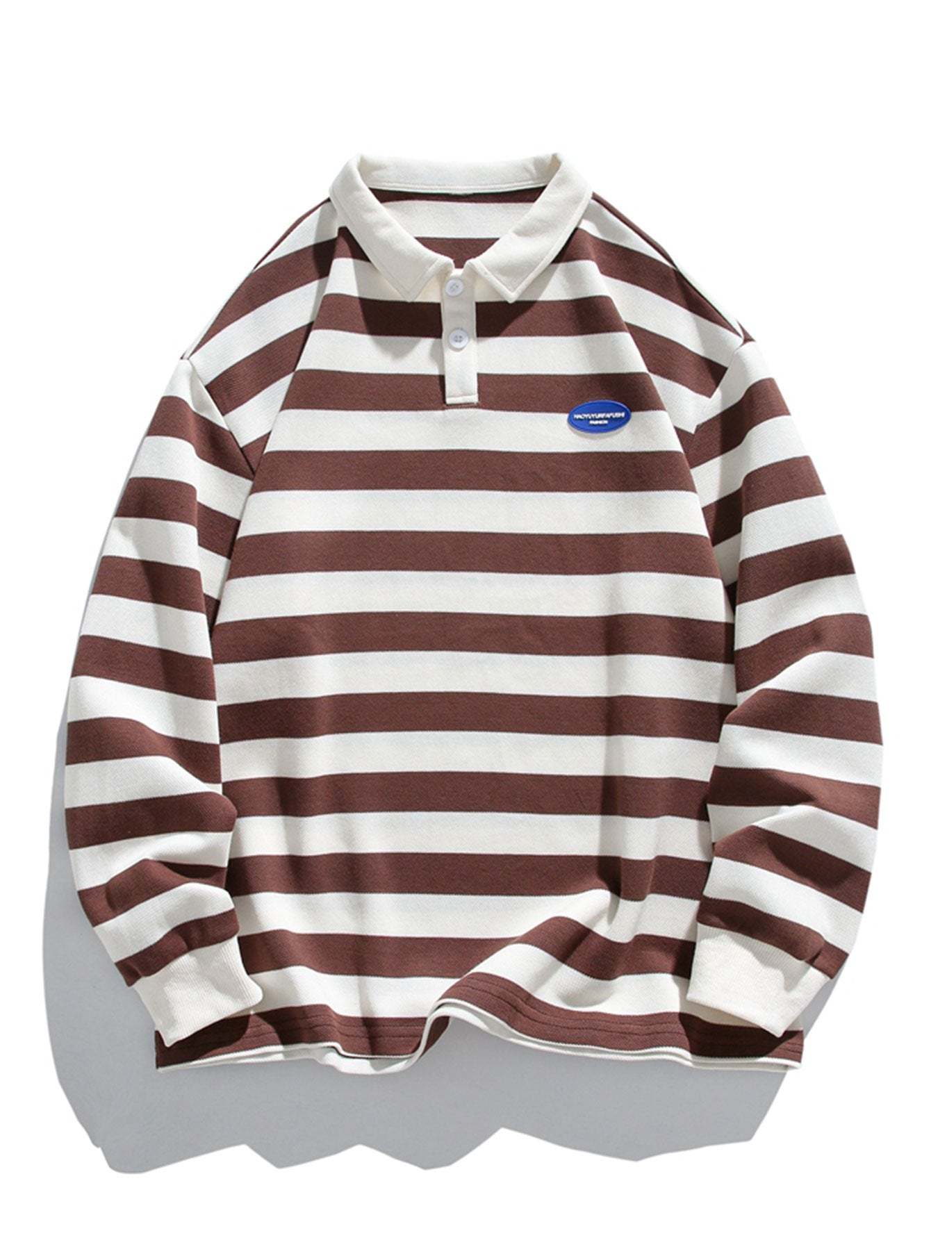 Relax Fit Waffle Striped Polo Sweatshirt-Mitchell Shoes