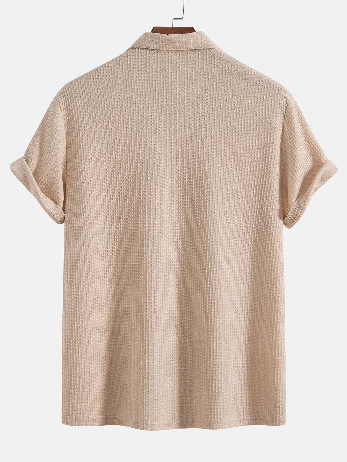 Knitted Waffle V Neck Polo Shirt-Mitchell Shoes