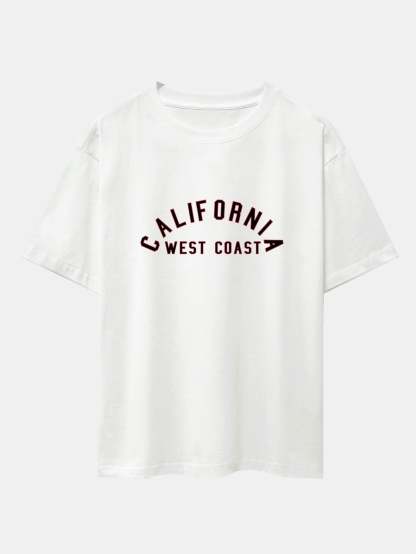California Print Heavy Weight Drop Shoulder Oversize T-Shirt-Mitchell Shoes