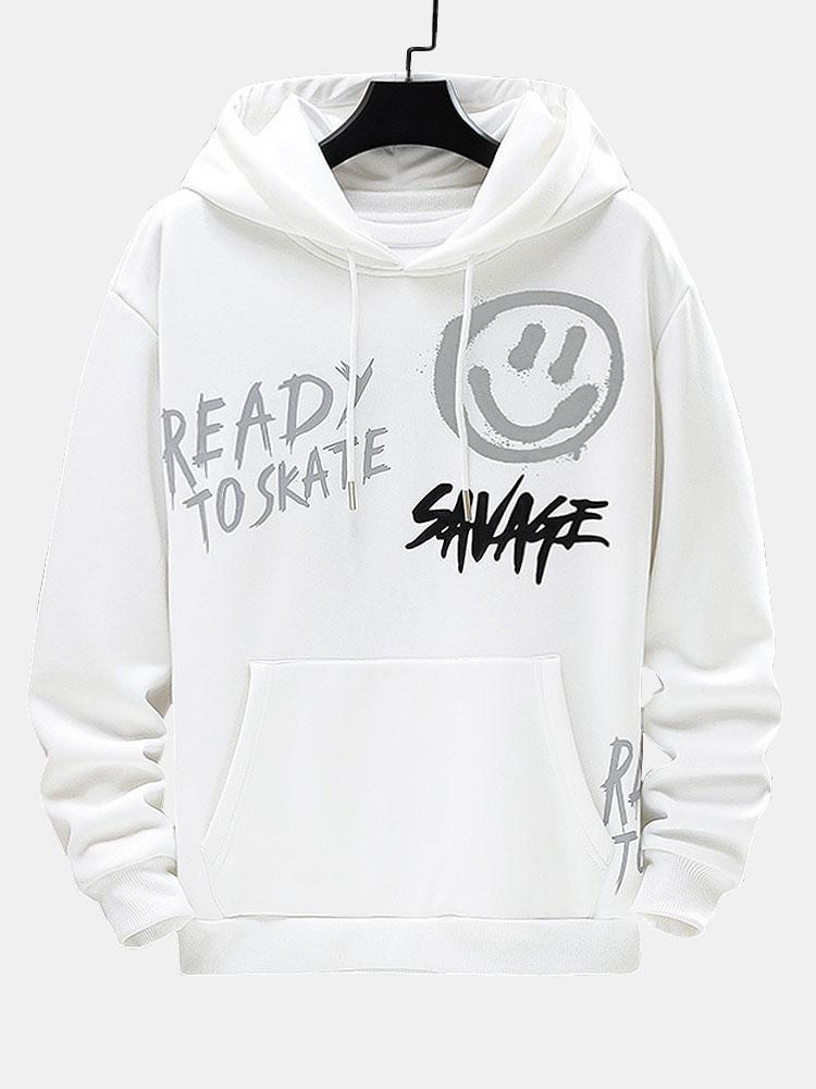 Smiley Graffiti Print Hoodie-Mitchell Shoes