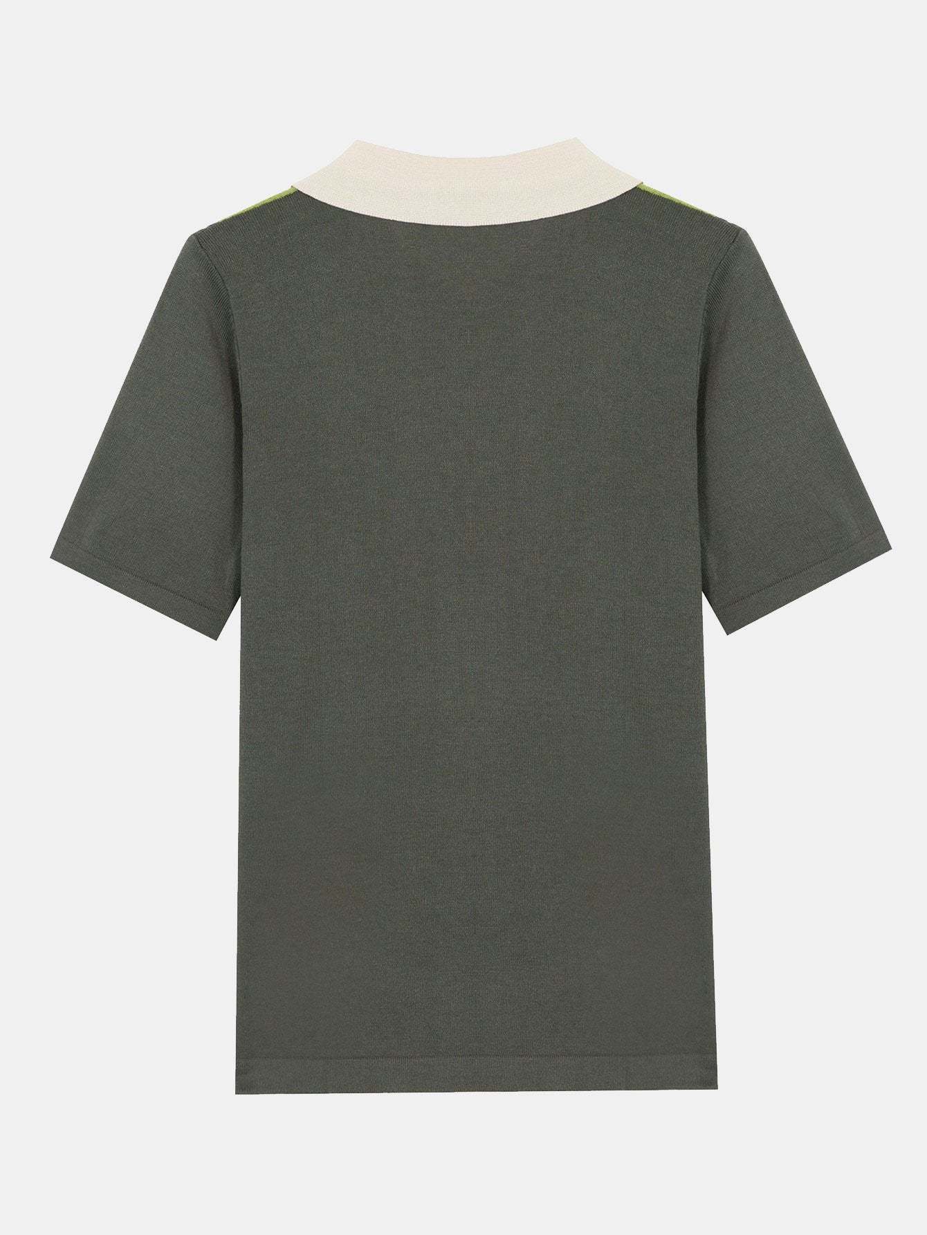 Striped Short Sleeve Color Block Sweater Polo-Mitchell Shoes