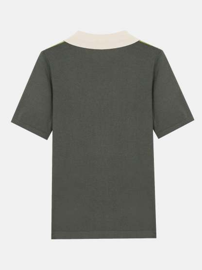 Striped Short Sleeve Color Block Sweater Polo-Mitchell Shoes