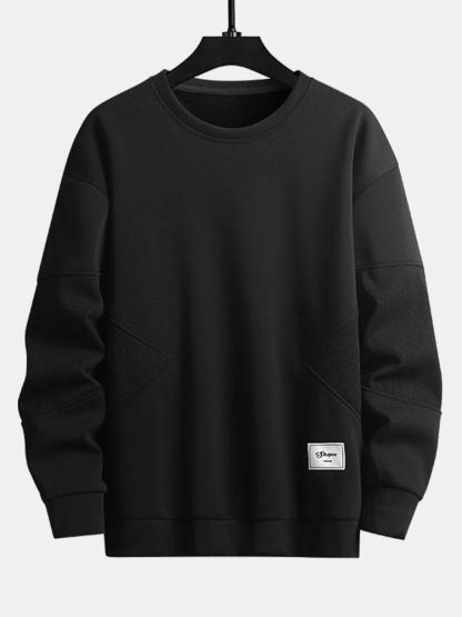 Textured Fabric Patchwork Crew Neck Sweatshirt-Mitchell Shoes