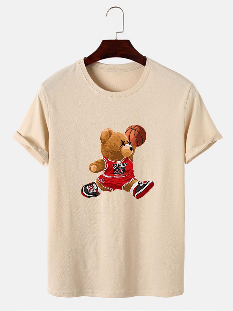 Basketball Player Bear Print T-Shirt-Mitchell Shoes