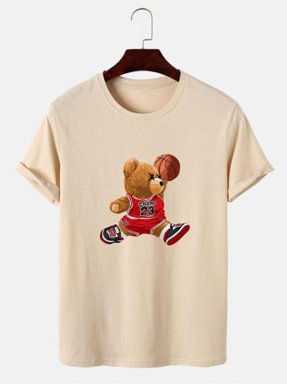 Basketball Player Bear Print T-Shirt-Mitchell Shoes