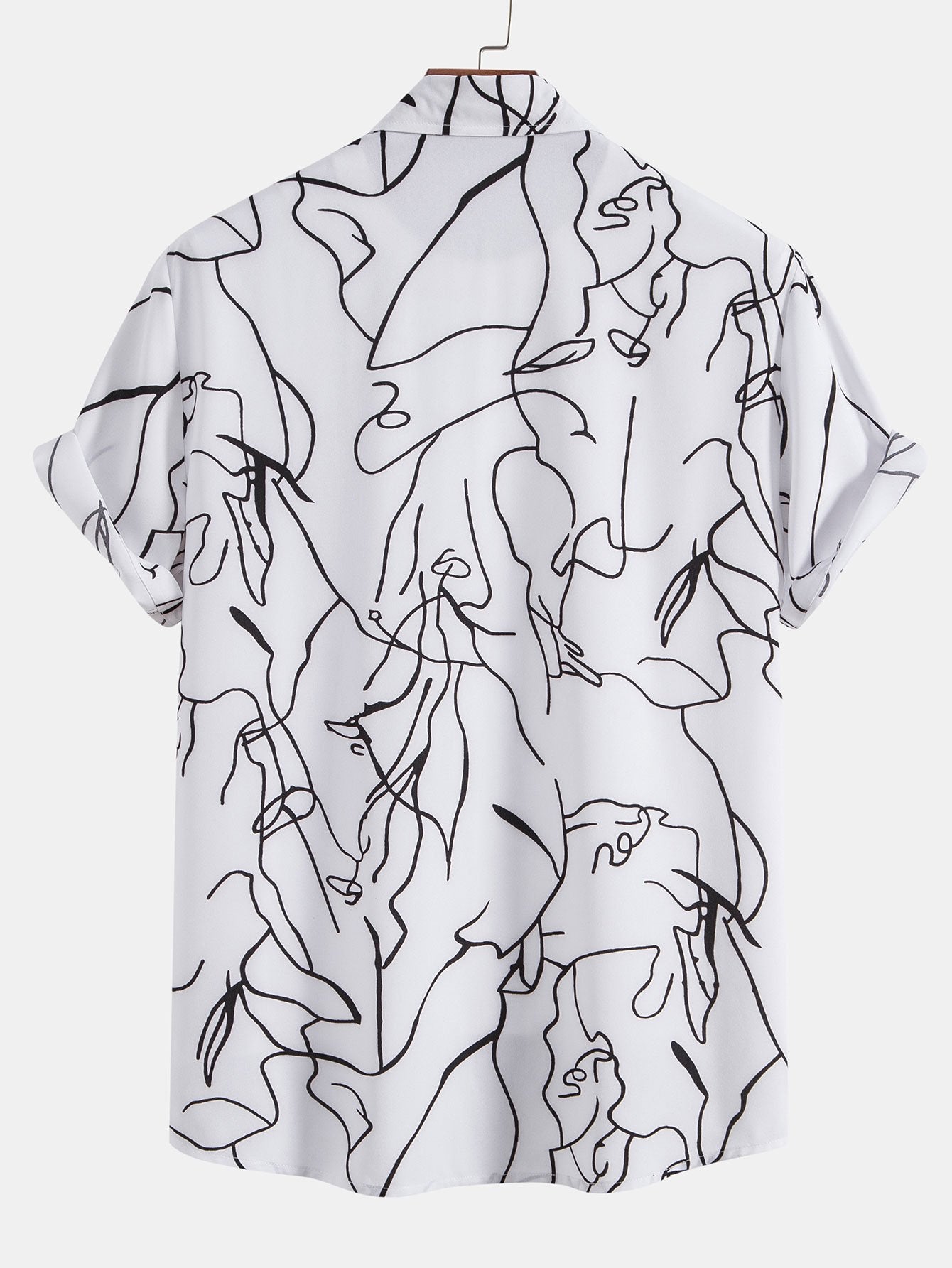 Abstract Line Print Buttton Up Shirt-Mitchell Shoes