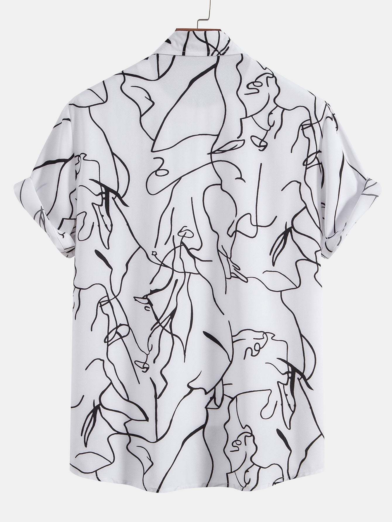 Abstract Line Print Buttton Up Shirt-Mitchell Shoes
