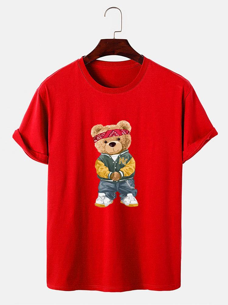 Hip Hop Bear Print T-Shirt-Mitchell Shoes