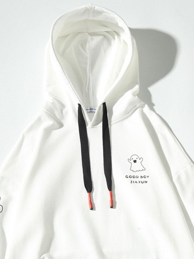Relax Fit Ghost Print Hoodie-Mitchell Shoes