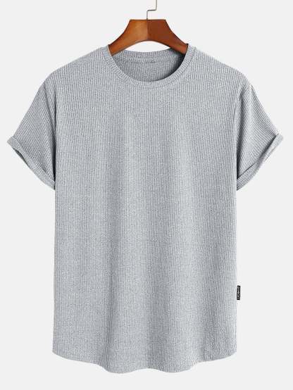 Muscle Fit Arc Hem Textured T-Shirt-Mitchell Shoes