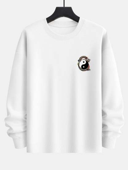 Dragon Slogan Back Print Relax Fit Sweatshirt-Mitchell Shoes