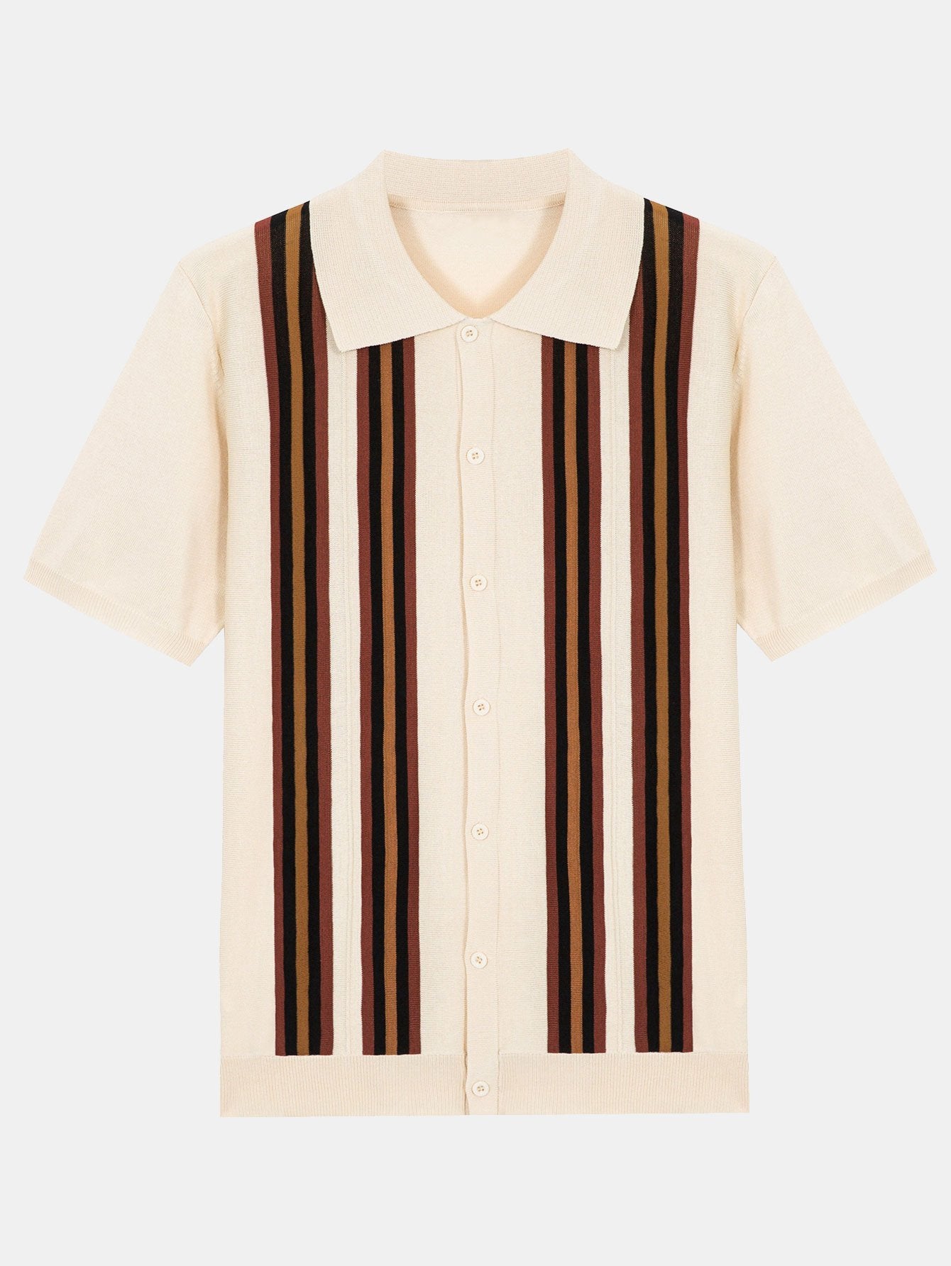 Short Sleeve Striped Button Up Sweater Polo-Mitchell Shoes