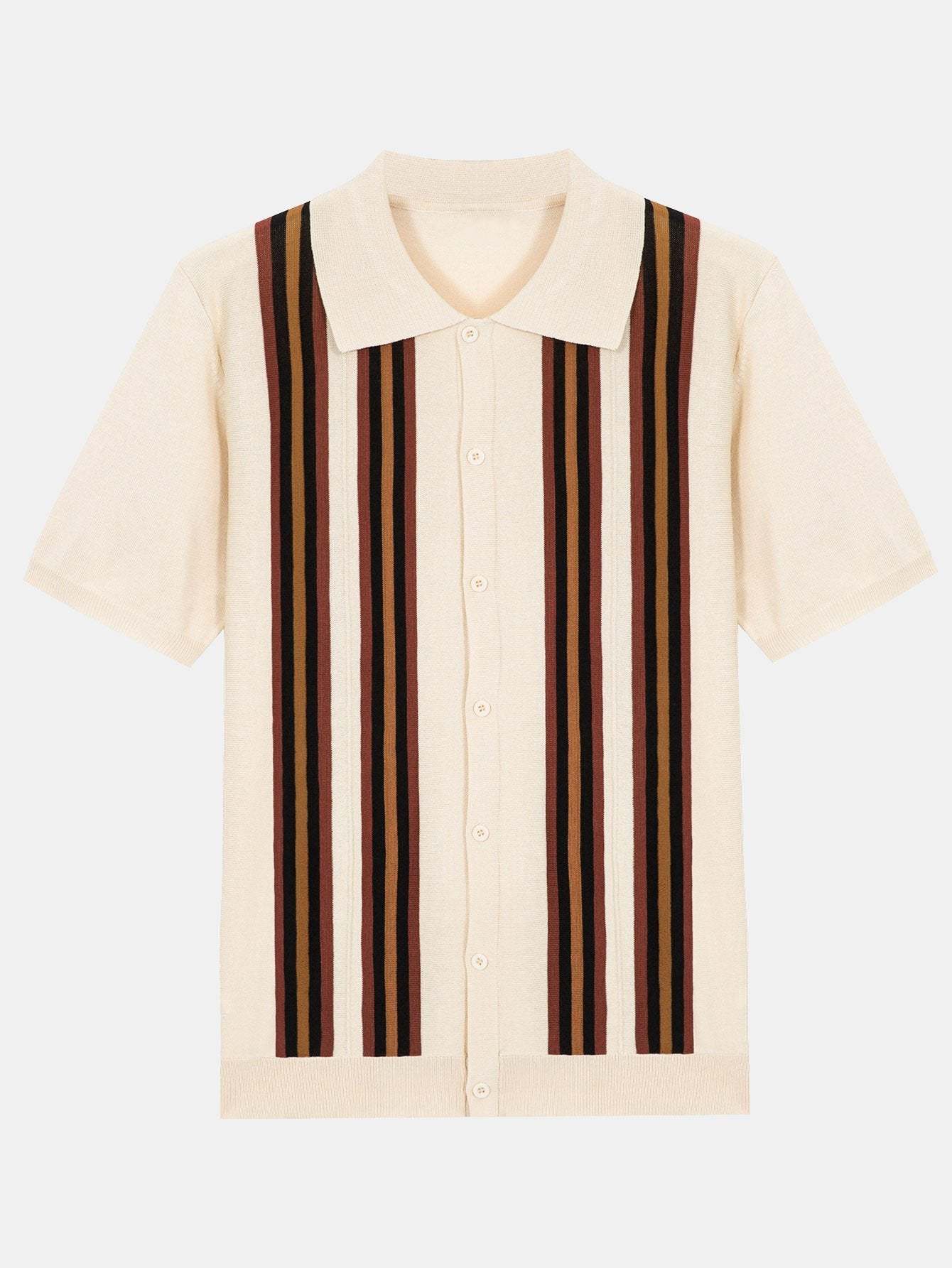 Short Sleeve Striped Button Up Sweater Polo-Mitchell Shoes