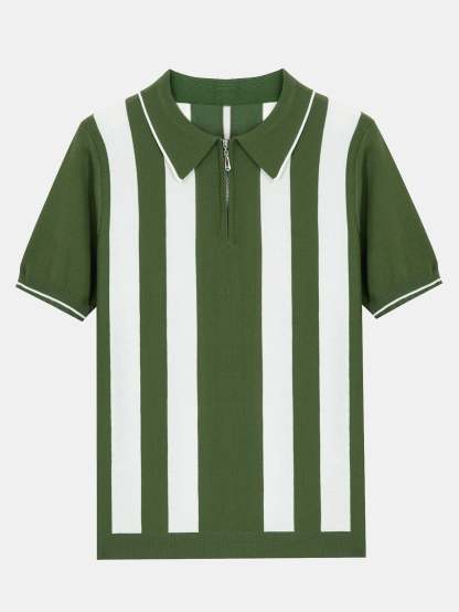 Striped Zip Sweater Polo-Mitchell Shoes